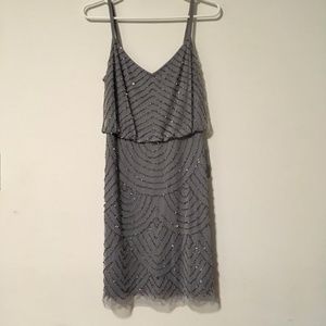 Adrianna Papell Sequin Blouson Dress Size 4 (Gray)